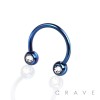 IP OVER 316L SURGICAL STEEL FRONT FACING PRESS FIT GEM BALLS HORSESHOE FOR NIPPLE, SEPTUM AND E